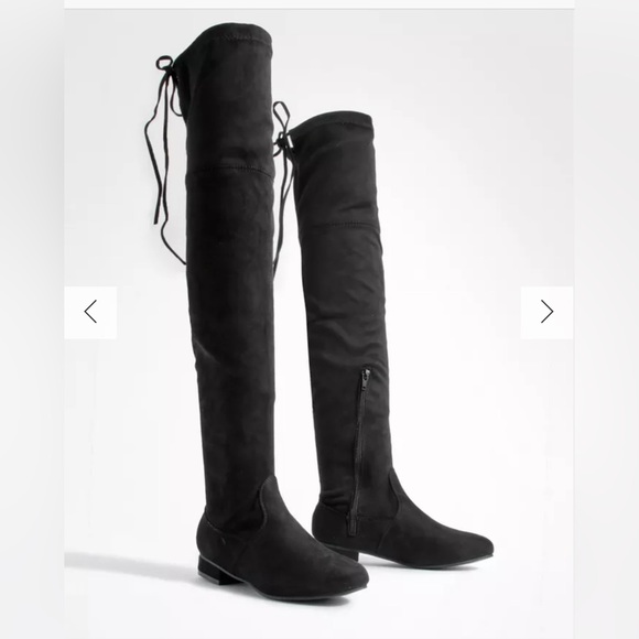Flat Tie Back Thigh High Boots - Picture 1 of 5